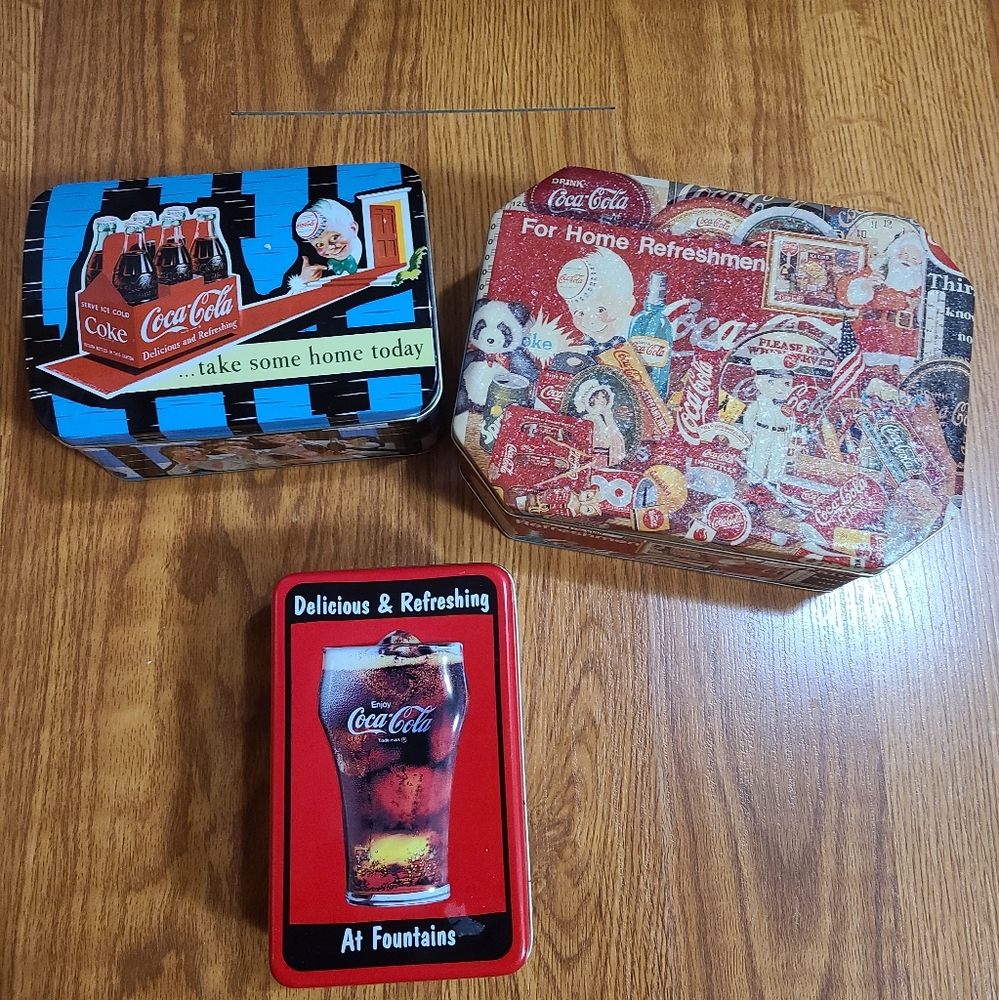 Bundle of 3 Vintage Coca-Cola Tins